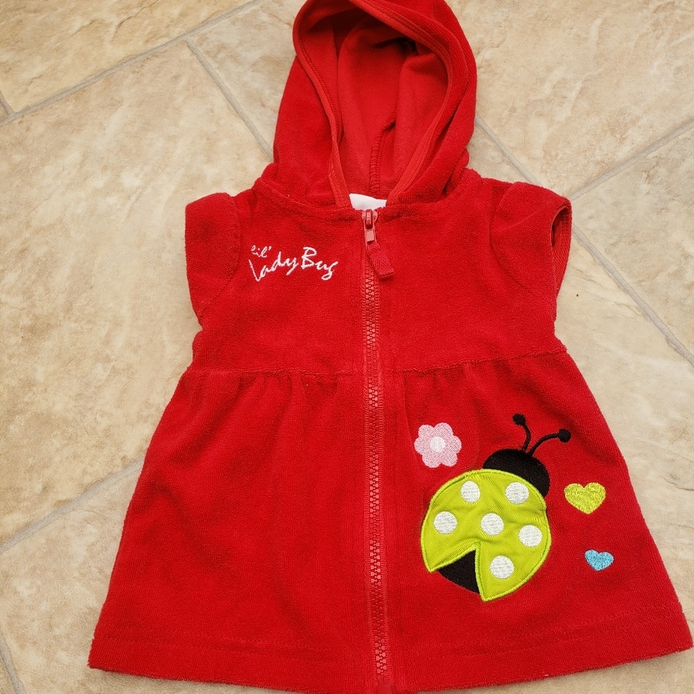 Whippette short sleeve beach coverup 0-6M red